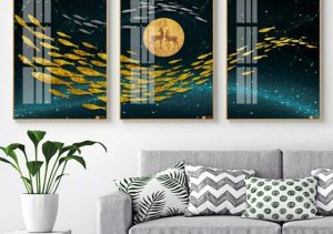 tranh canvas hiện đại rất phù hợp với không gian phòng khách