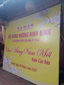 biển bạt hiflex làm backdrop cho tiệc tất niên