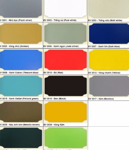 Mã màu alu ngoài trời